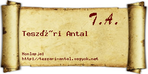 Teszári Antal névjegykártya