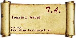 Teszári Antal névjegykártya